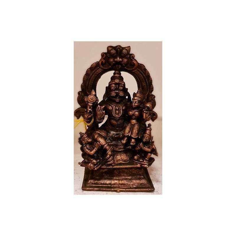 Ugra Narasimha with Lakshmi Garuda Hanuman and Prabhavali Copper Statue