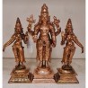 Lord Narayana with Sridevi and Bhudevi Copper Statue