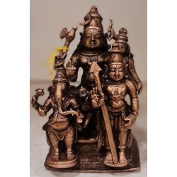 Shiva Parvathi with Ganesha and Subramanya Copper Statue