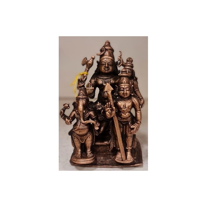 Shiva Parvathi with Ganesha and Subramanya Copper Statue