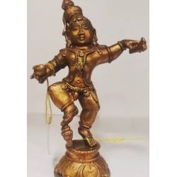 Dancing Bala Gopala Copper Statue