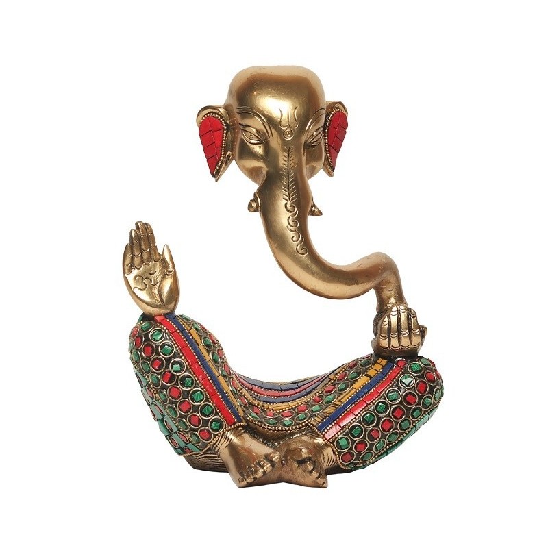 Design brass Ganesha statue with Coral finish