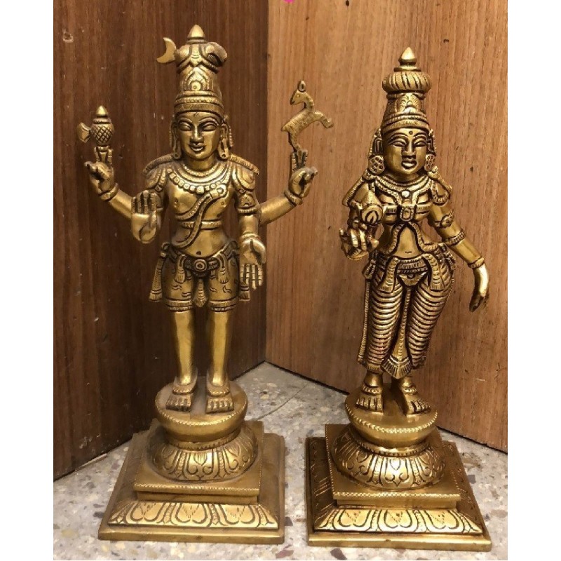 11 inches Height Shiva Parvathi brass statue