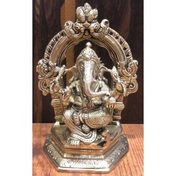 7 Inch Vinayaka with Prabhavali Brass Statue