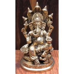6 inch Naga Ganesha Brass Statue