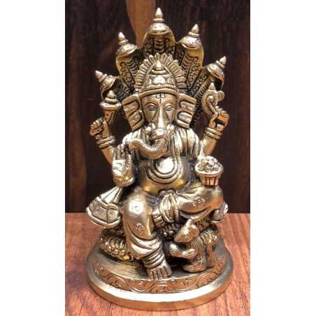 6 inch Naga Ganesha Brass Statue
