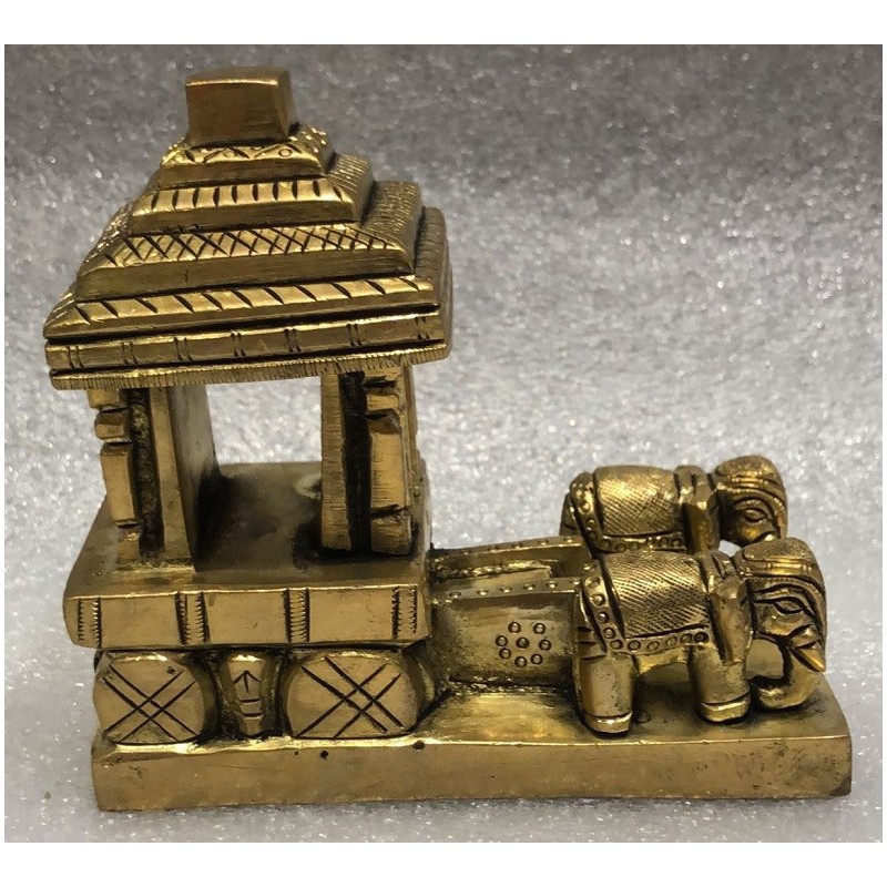 4 inches Brass Elephant Chariot