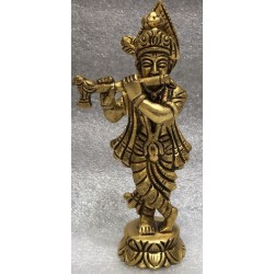 6 Inches Murali Krishna Brass Statue