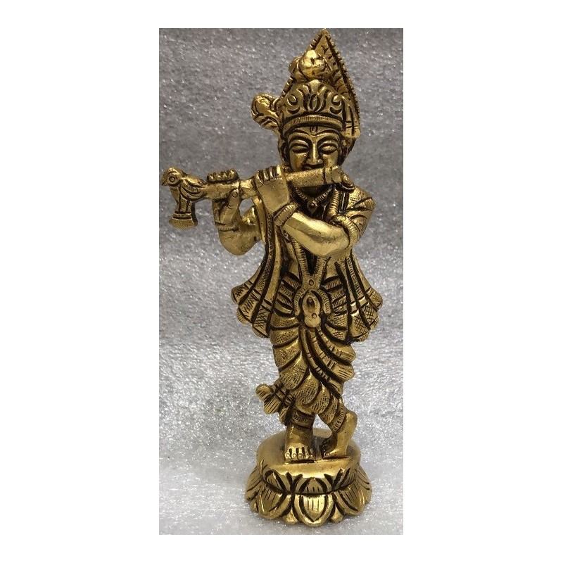 6 Inches Murali Krishna Brass Statue