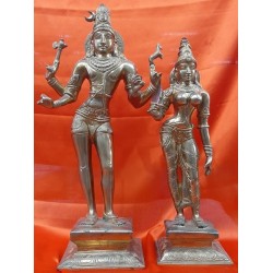 Fine Finish Standing Shiva Parvathi Bronze Statue