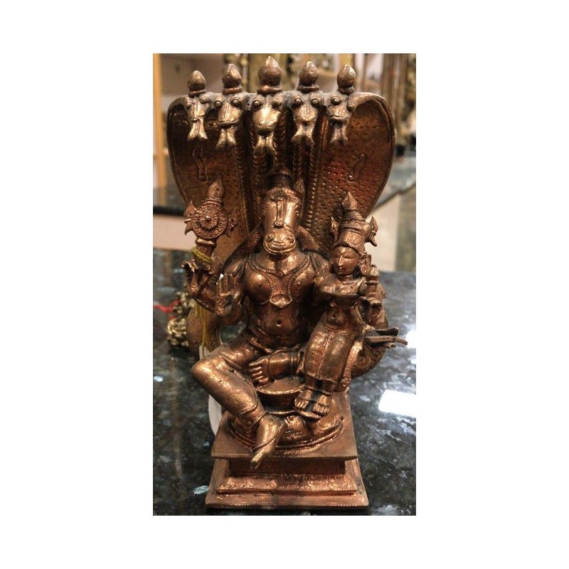 Sri Lakshmi Hayagriva with Shesha Naga Copper Statue