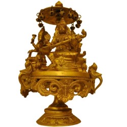 Lakshmi, Saraswathi, Ganesh - Rotating Brass 