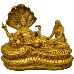 Vishnu Sleeping on Kalinga With Lakshmi Sitting Brass Statue