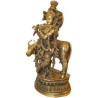 Krishna With Cow Brass Statue