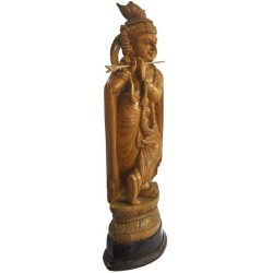 Lord krishna Wooden Statue