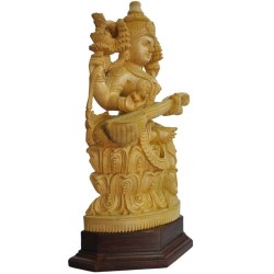 Saraswathi Wooden Statue